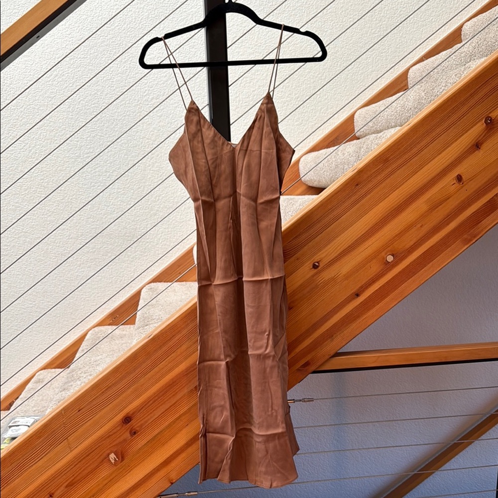 Anine Bing Brown Backless Slip Dress